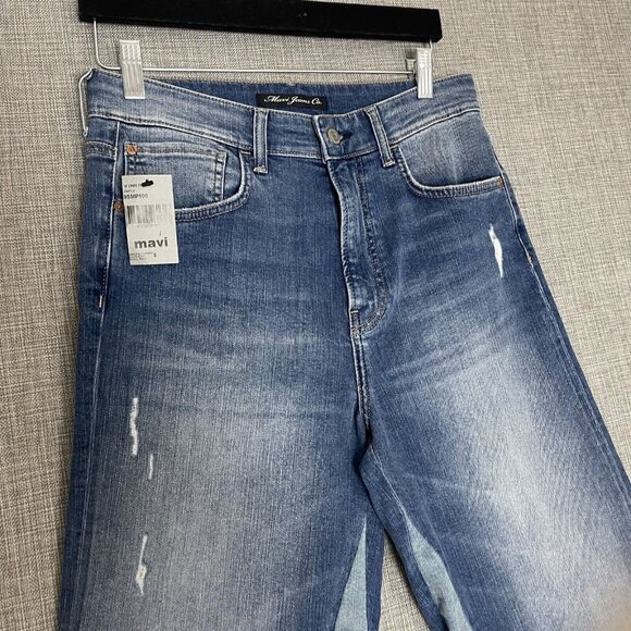 Mavi Jeans Women 27 Blue Elliot High Rise Wide Crop Two Tone Denim New - Picture 4 of 14